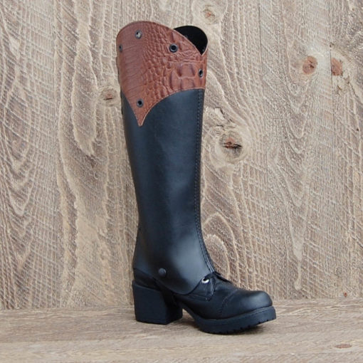 d3Riffs Designer Half Chaps in black leather with brown gator top